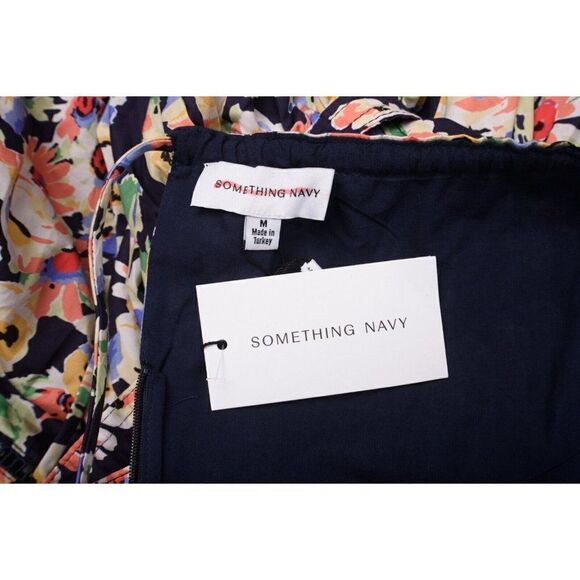 Something Navy Womens Cut-Out Dress Midi M Multi-Color Floral Blue Orange NWT - Picture 6 of 6